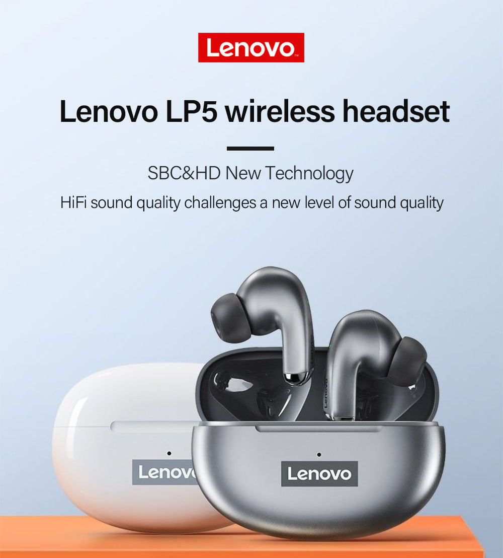 Lenovo LP5 TWS Bluetooth Earphone 9D Stereo HiFi Sports Wireless Earbuds for iPhone 13 Xiaomi / FREE Shipping