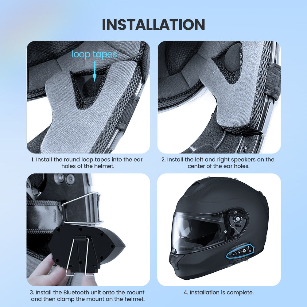 Gearelec Motorcycle Helmet Headset Bluetooth 5.0 EDR 3PCS Replace Frame Wireless  IP67 Waterproof / Buy 3 get 1 FREE / Enter Code P4TKB85AB2ET/ FREE Shipping