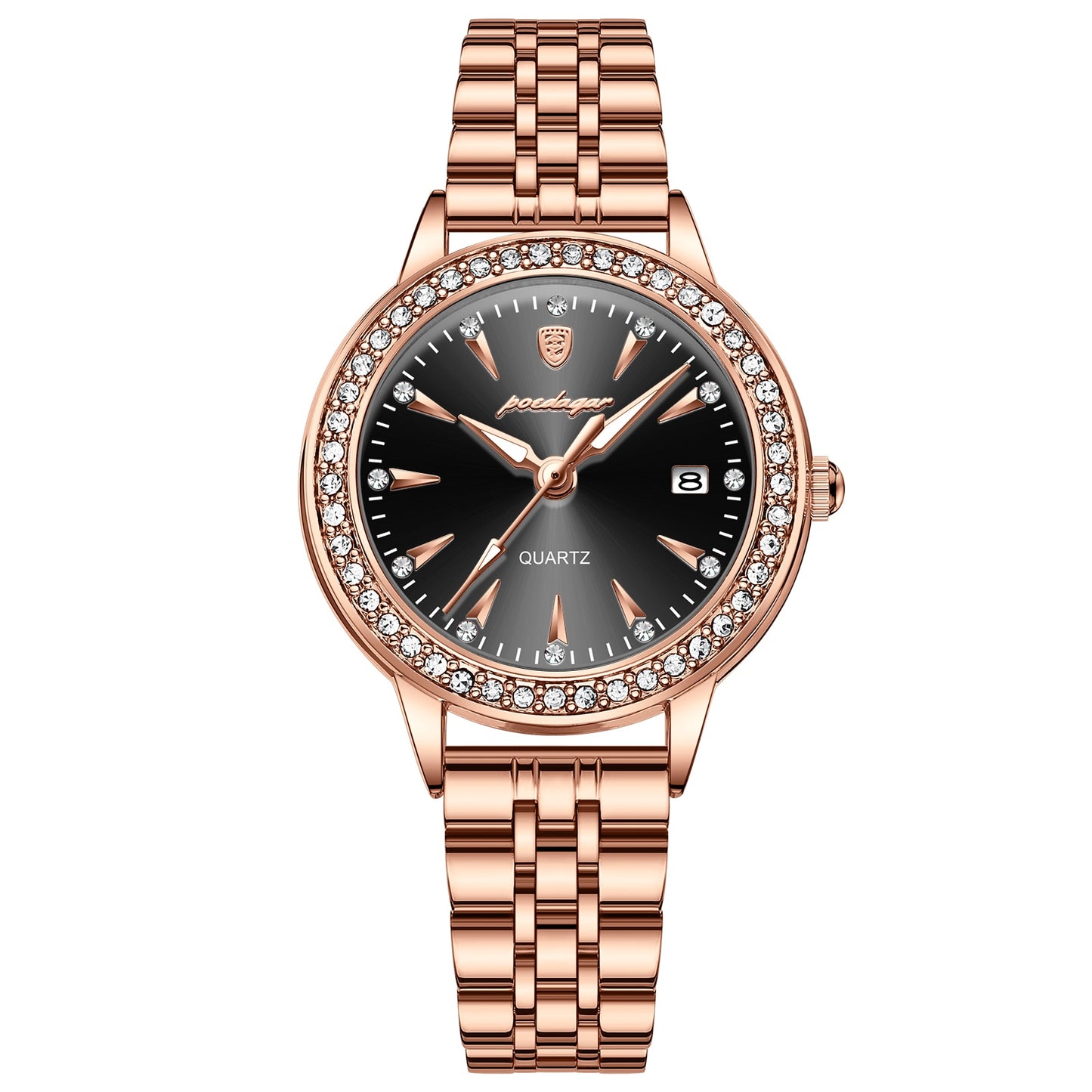 POEDAGAR Ladies Watch with sparkling Diamonds / Luminous / Date / Quartz  / FREE Shipping