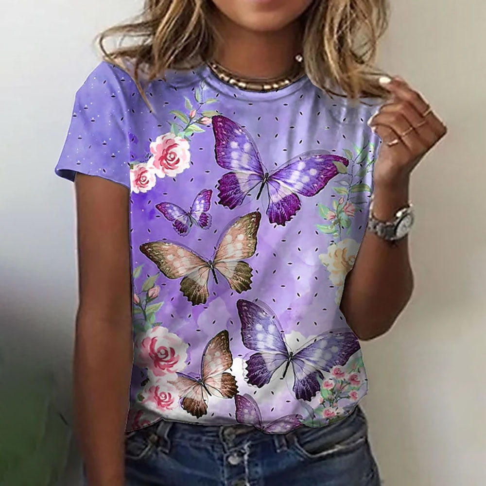Ladies blouses beautiful floral with butterfly  designs comfortable top / enter Discount Code  V6TAH906VZ72    BUY 4 get 1 FREE  / FREE Shipping