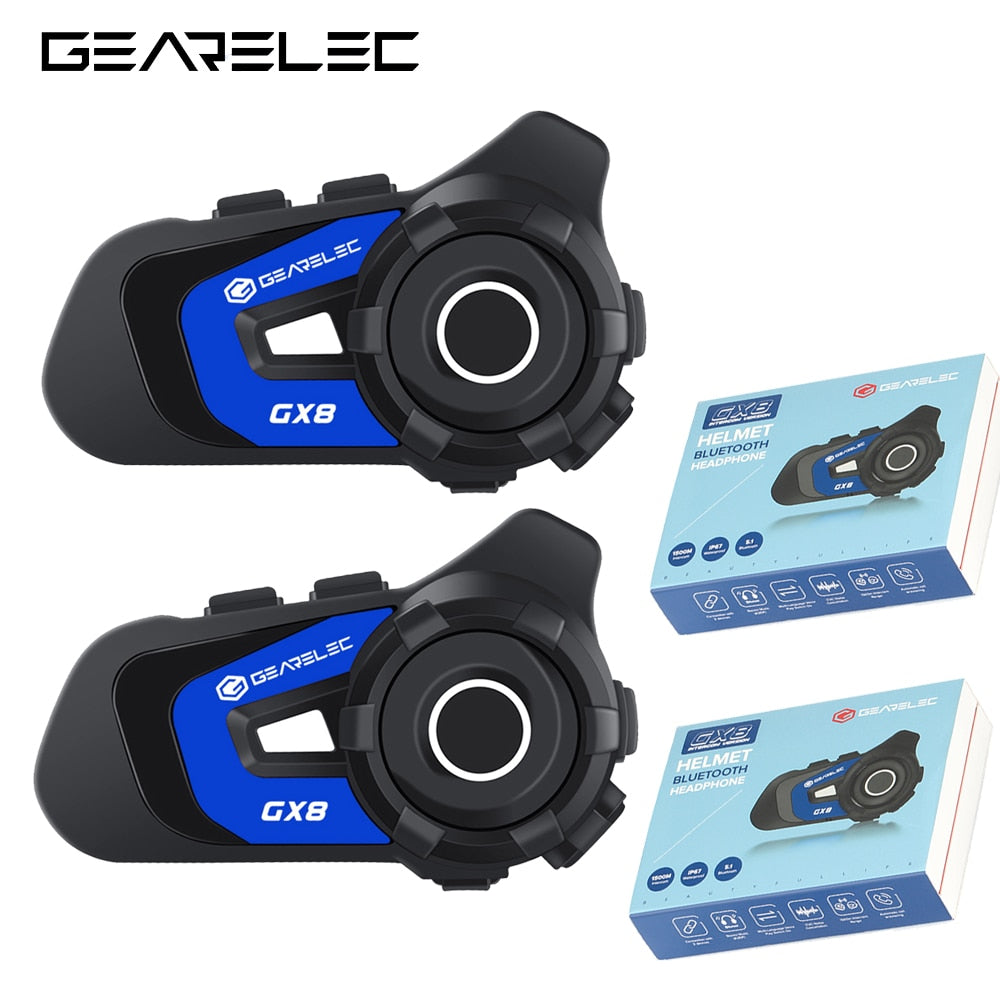 GEARELEC GX8 Bluetooth Motorcycle Intercom Helmet Headset 8 Rider Speaker Headphone/Music Sharing Interphone / FREE Shipping