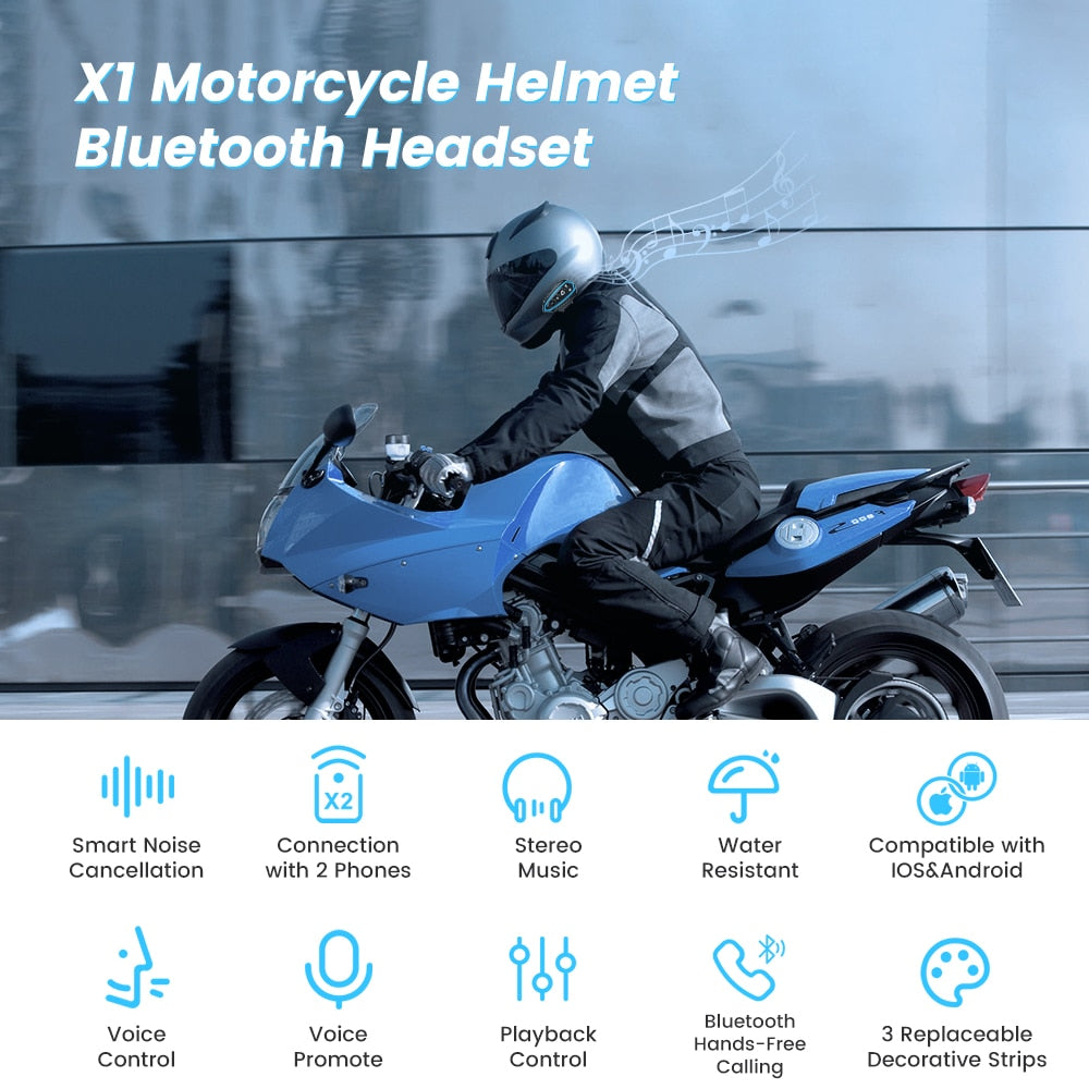 Gearelec Motorcycle Helmet Headset Bluetooth 5.0 EDR 3PCS Replace Frame Wireless  IP67 Waterproof / Buy 3 get 1 FREE / Enter Code P4TKB85AB2ET/ FREE Shipping