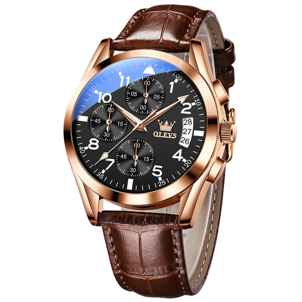 OLEVS Luxury Men's Watche,/  Waterproof /  Luminous Quartz /
