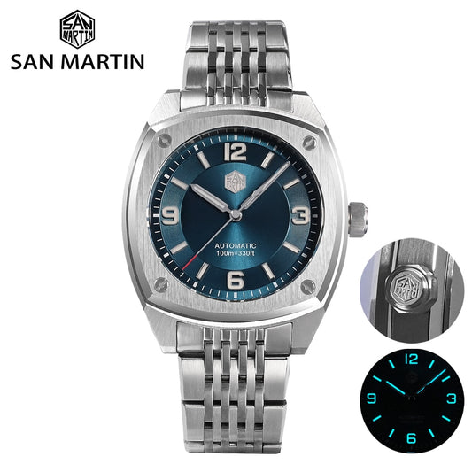 San Martin 39.5mm Original  Sports Style High Quality Classic Luxury Men Mechanical Dive Watches Sapphire 10Bar BGW-9