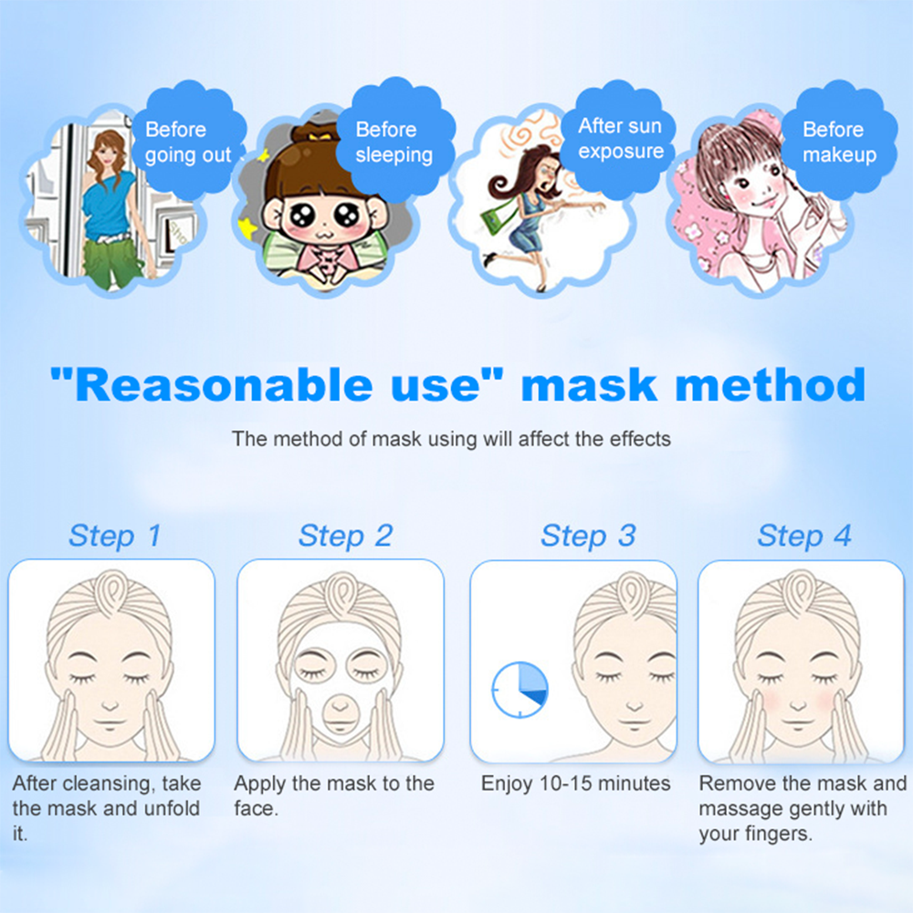 Hyaluronic Acid Moisturizing Facial Mask Hydration Skin Care Anti-Aging / Buy 3 get 1 FREE / Enter Code R4KSG1215B5M / FREE Shipping