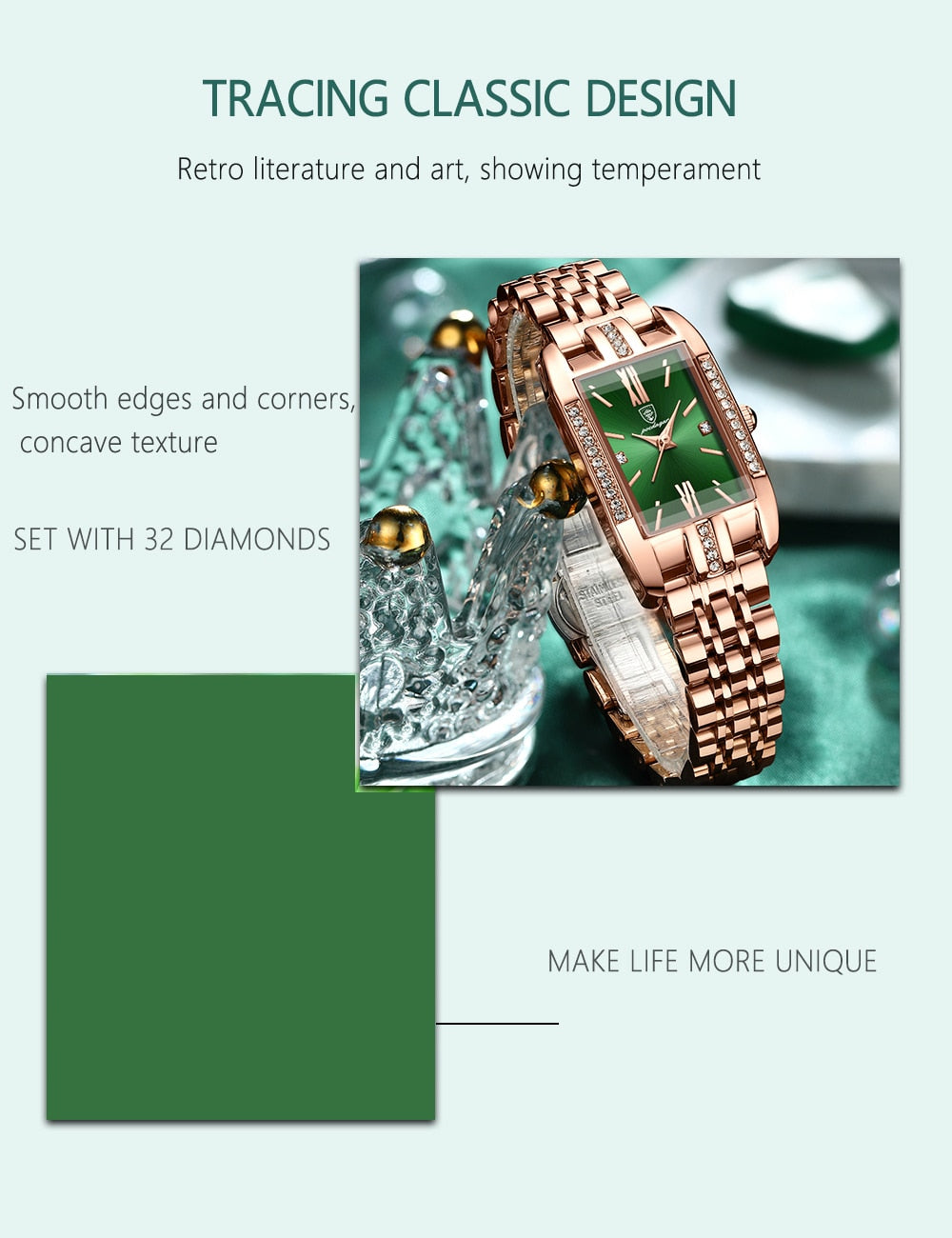 POEDAGAR Elegant Ladies Watch with 32 sparkling Diamonds-luminous/ FREE Shipping