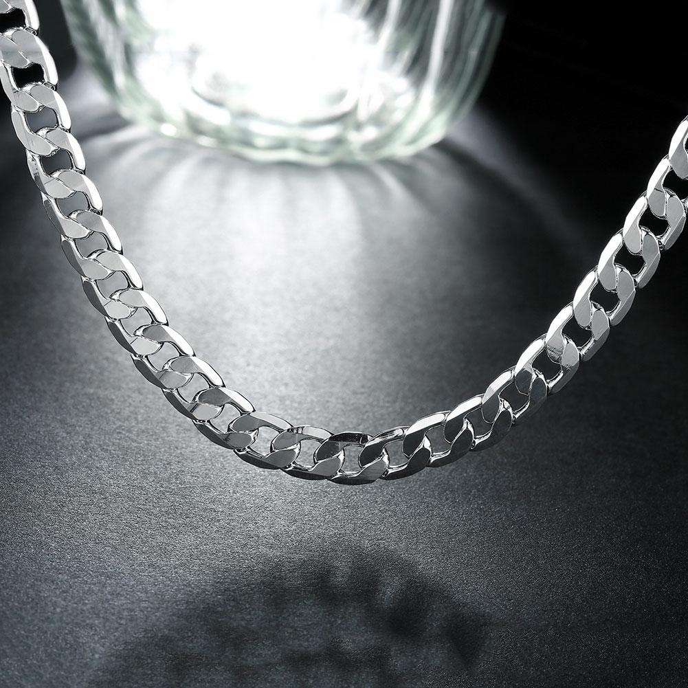 BATYYINY 925 Sterling Silver Italian Cuban Curb Chain Necklaces Men-Women/Free Shipping