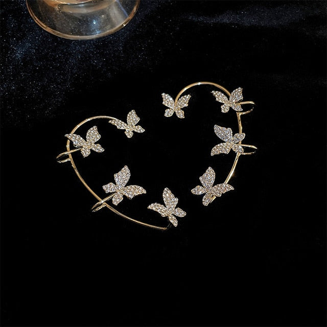 Earrings Gold Silver Color Metal Butterfly Ear Clips ZIRCON / Free Shipping