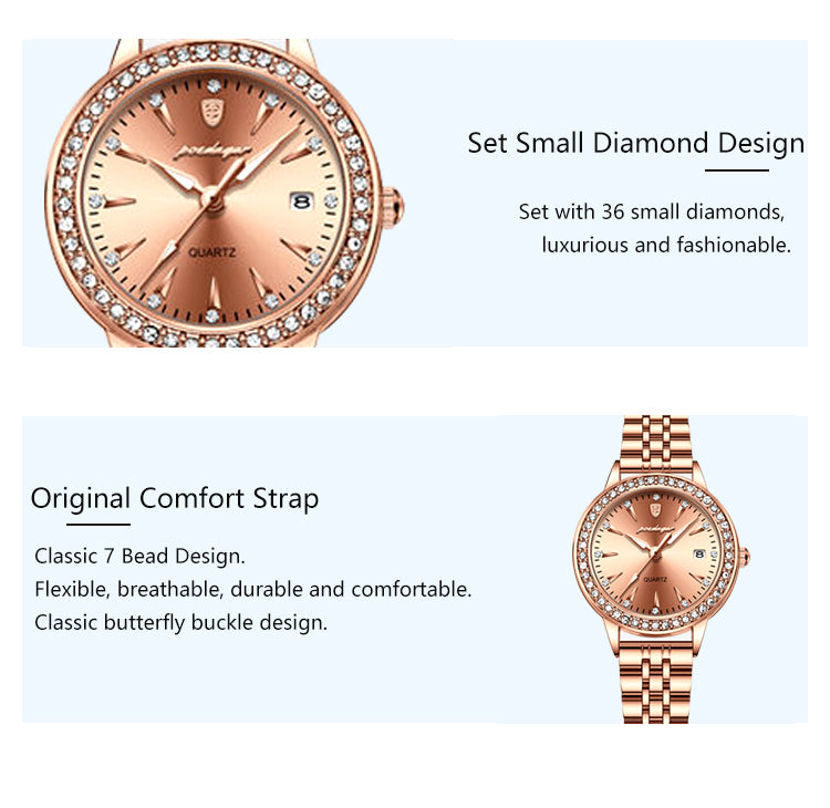 POEDAGAR Ladies Watch with sparkling Diamonds / Luminous / Date / Quartz  / FREE Shipping