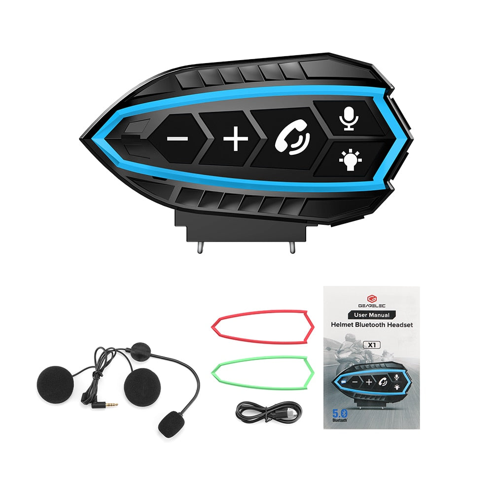Gearelec Motorcycle Helmet Headset Bluetooth 5.0 EDR 3PCS Replace Frame Wireless  IP67 Waterproof / Buy 3 get 1 FREE / Enter Code P4TKB85AB2ET/ FREE Shipping
