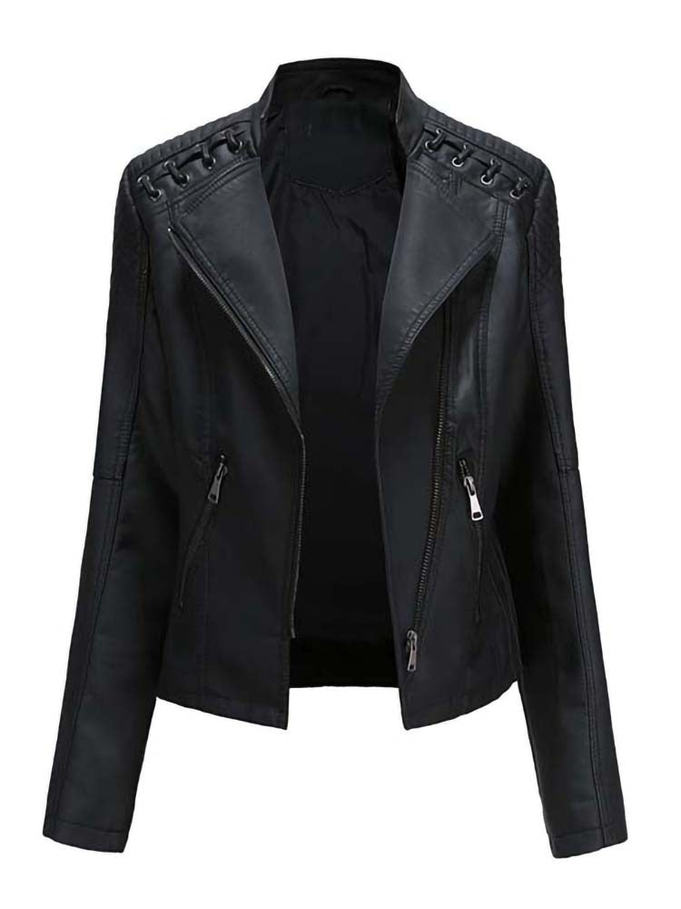 Ladies Leather Jacket , pockets , zippers with comfortable lining - TOP Seller / FREE Shipping
