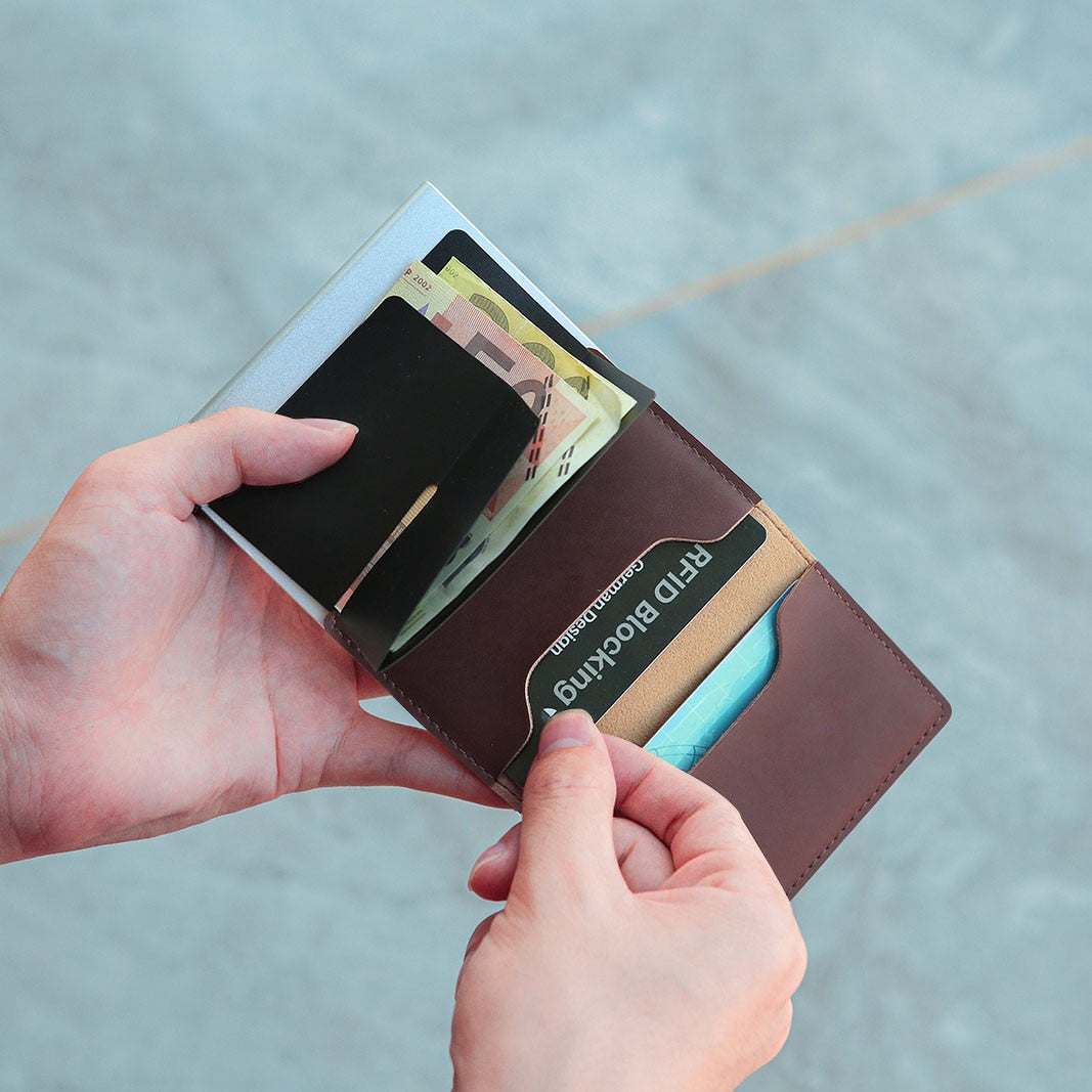 Men RFID Blocking Money, Bank Card Slim Leather Wallet-ID Holder/ Free Shipping