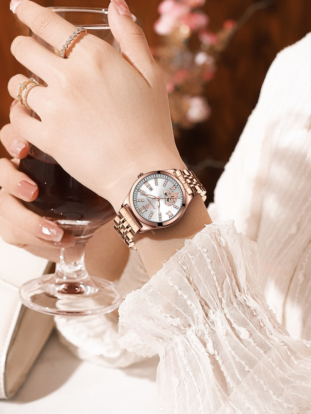 POEDAGAR 320 Elegant Ladies Watch with sparkling Diamonds-luminous/ FREE Shipping