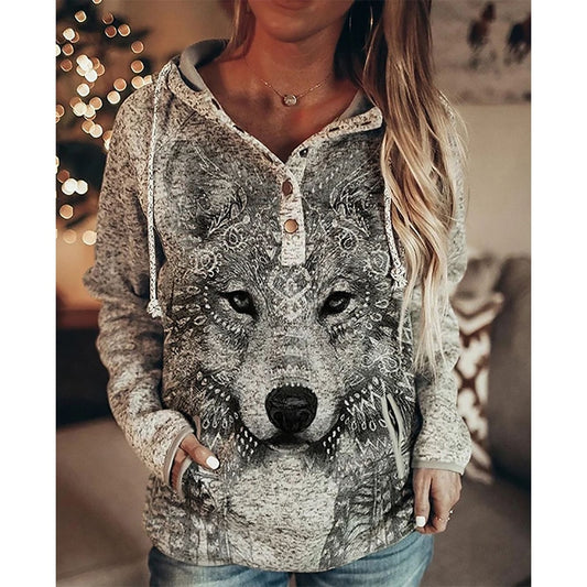 Wolf Hoodies/Custom Vintage designs for Women oversized comfortable pullover / Free Shipping