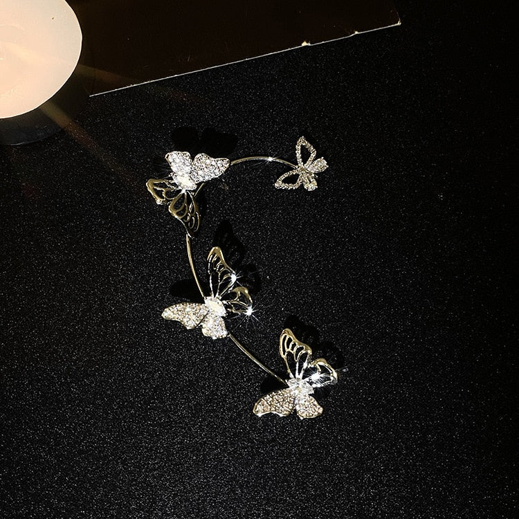 Earrings Gold Silver Color Metal Butterfly Ear Clips ZIRCON / Free Shipping