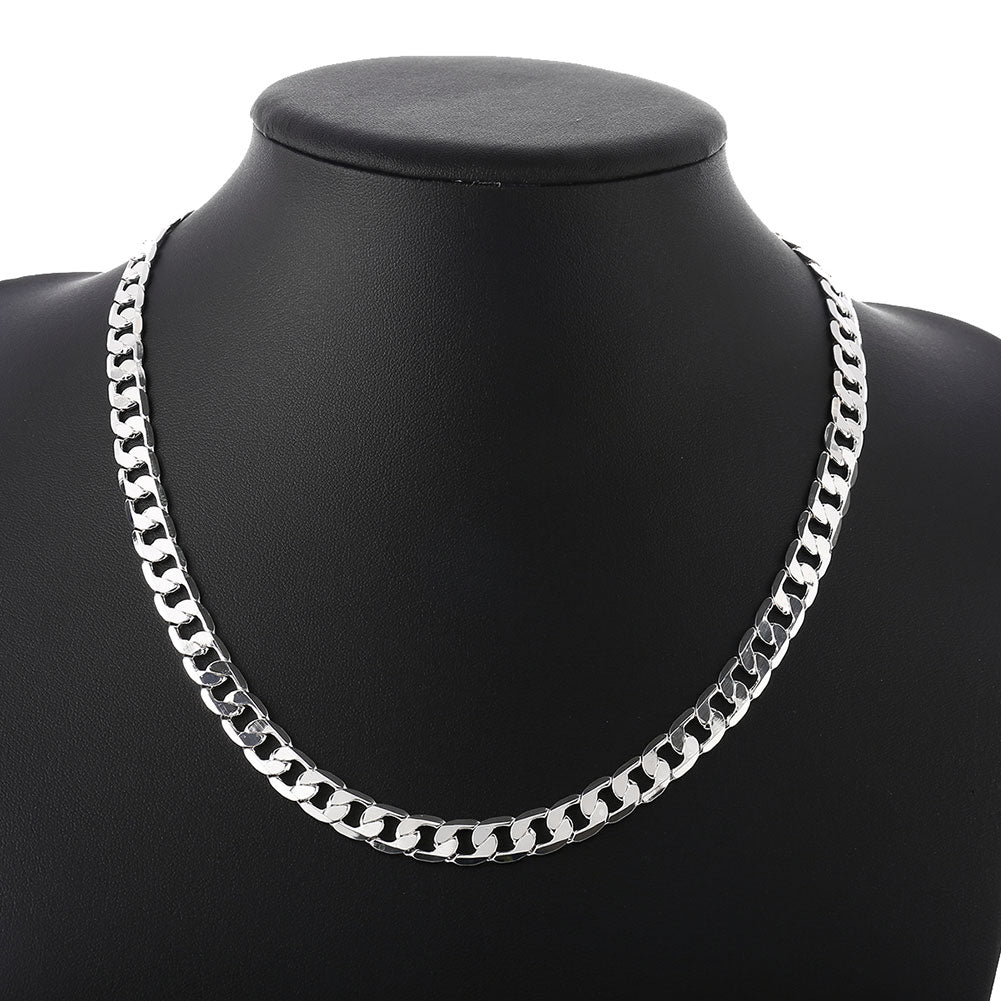 MORAED 925 Sterling Silver Italian Cuban Curb Chain Necklaces 6-8mm Men-Women/Free Shipping