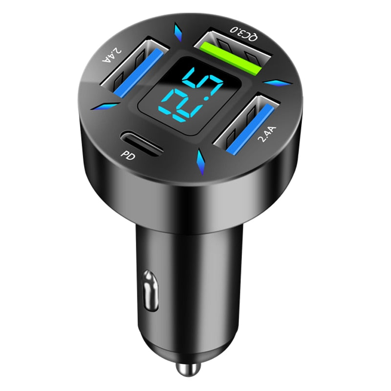 66W 4 Ports USB C Car Charger adapter Fast Charge 3.0 LED display/ Buy 15 GET 2  FREE / Enter Code YCNGM0EXYQPP /-Free Shipping