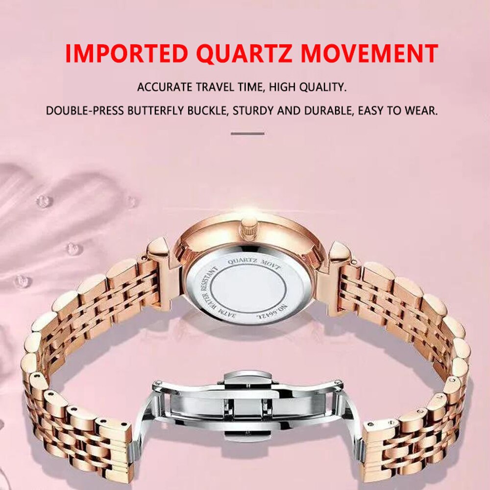 POEDAGAR Ladies Watch with sparkling Diamonds / Luminous / Date / Quartz  / FREE Shipping