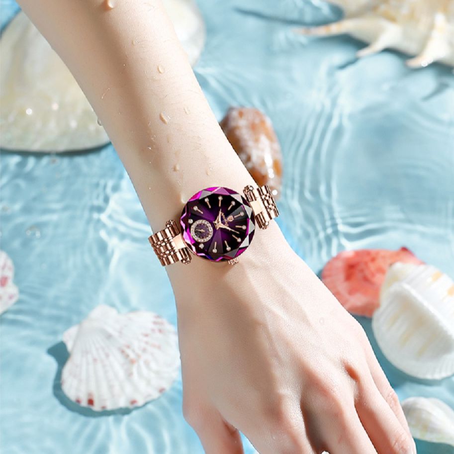 POEDAGAR Ladies Watch with 36 sparkling Diamonds / Pearl Dial / Quartz  / FREE Shipping