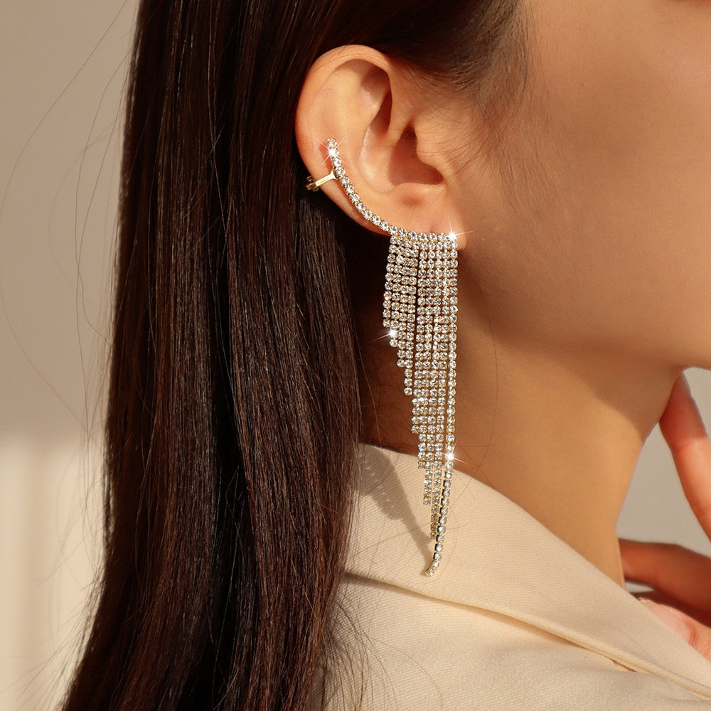 Earrings Gold Silver Color Metal Butterfly Ear Clips ZIRCON / Free Shipping