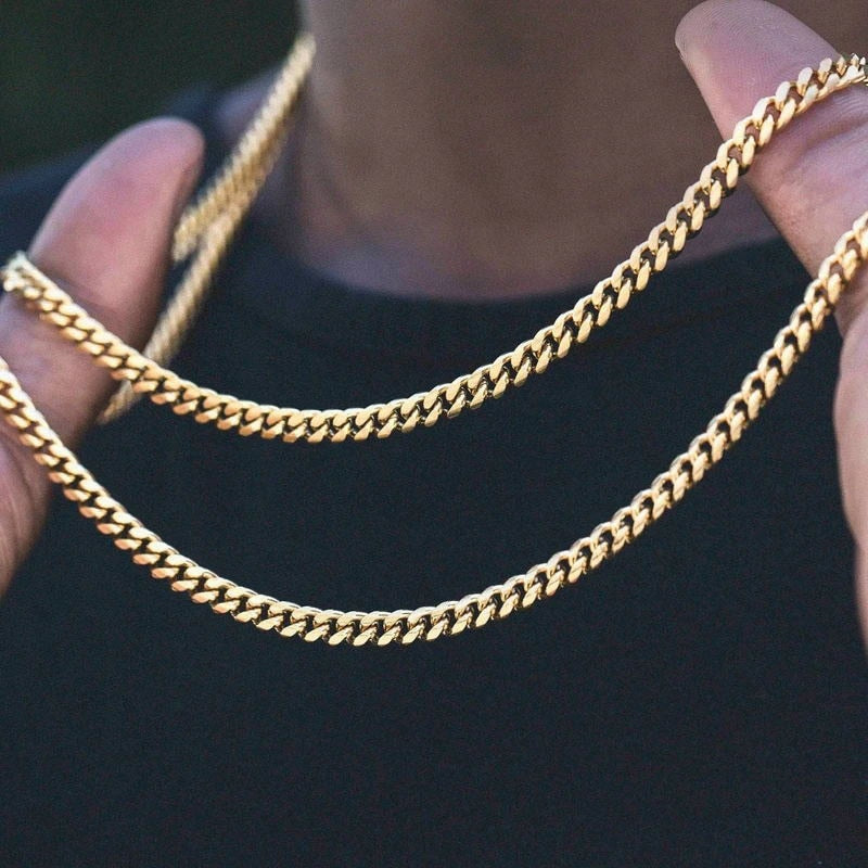Vnox Cuban Link Chain Necklace Stainless Steel Gold or Silver / Buy 5 get 1 FREE / Enter Code RC7A4FPXGSRC /Free Shipping