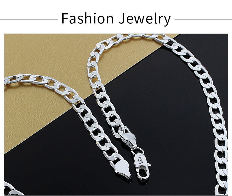 BATYYINY 925 Sterling Silver Italian Cuban Curb Chain Necklaces Men-Women/Free Shipping