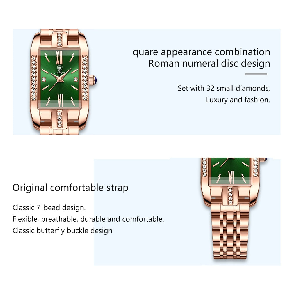 POEDAGAR Elegant Ladies Watch with 32 sparkling Diamonds-luminous/ FREE Shipping