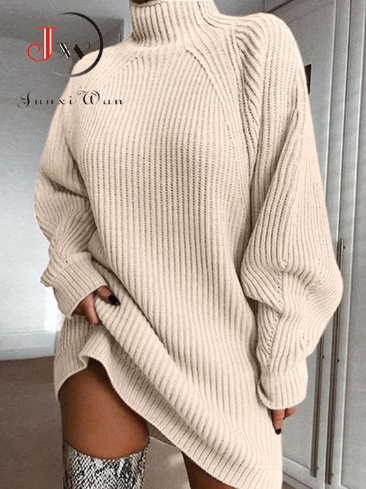 Ladies Turtleneck Oversized Knitted Sweater /  Dress comfortable with cashmere / FREE shipping - tracking available