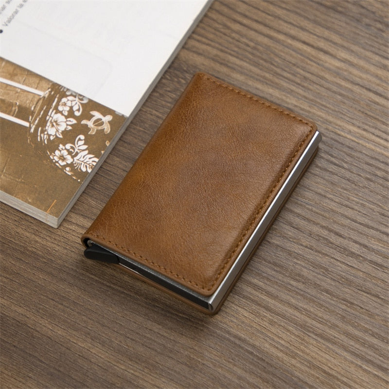 Men RFID Blocking Money, Bank Card Slim Leather Wallet-ID Holder-money clip/ Free Shipping