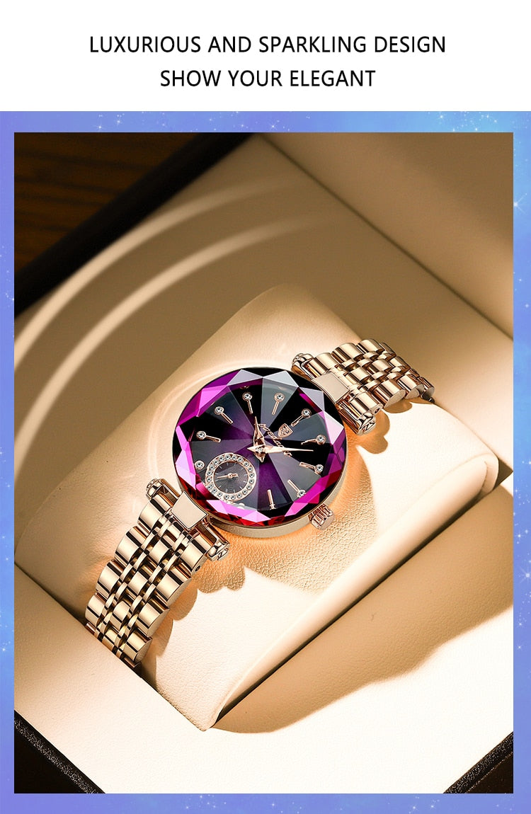 POEDAGAR Ladies Watch with 36 sparkling Diamonds / Pearl Dial / Quartz  / FREE Shipping