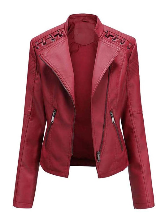 Ladies Leather Jacket , pockets , zippers with comfortable lining - TOP Seller / FREE Shipping
