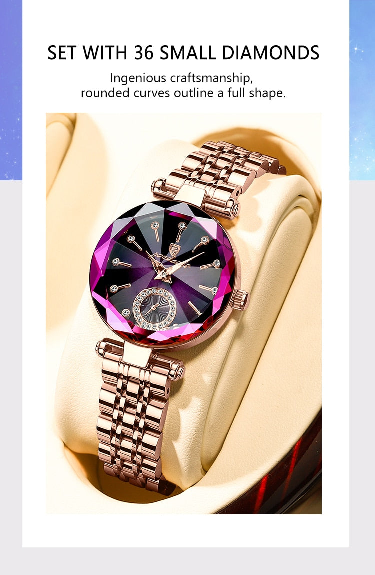 POEDAGAR Ladies Watch with 36 sparkling Diamonds / Pearl Dial / Quartz  / FREE Shipping