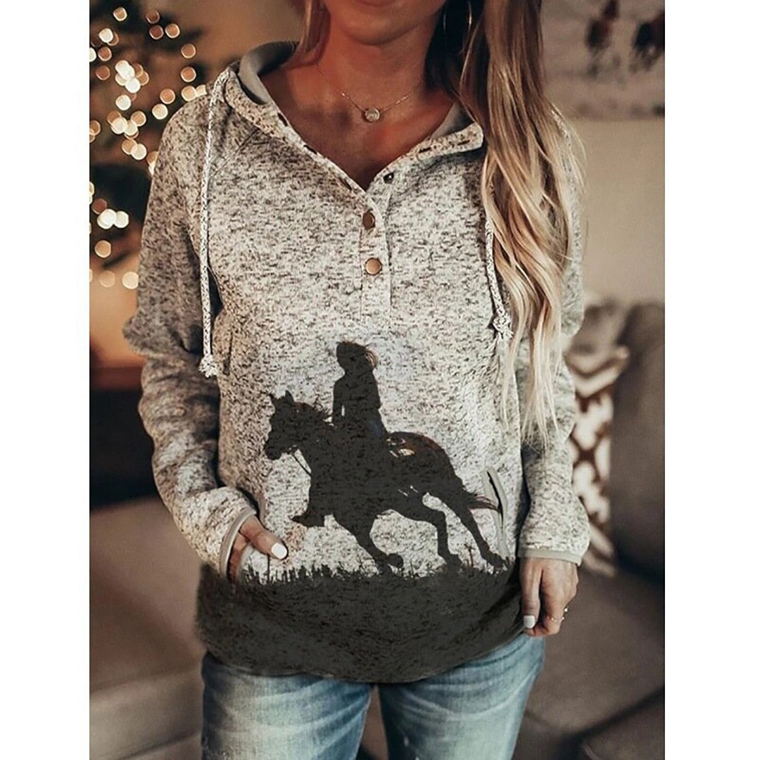 Horses 3d Custom Vintage design Hoodies for Women comfortable pullover / FREE Shipping