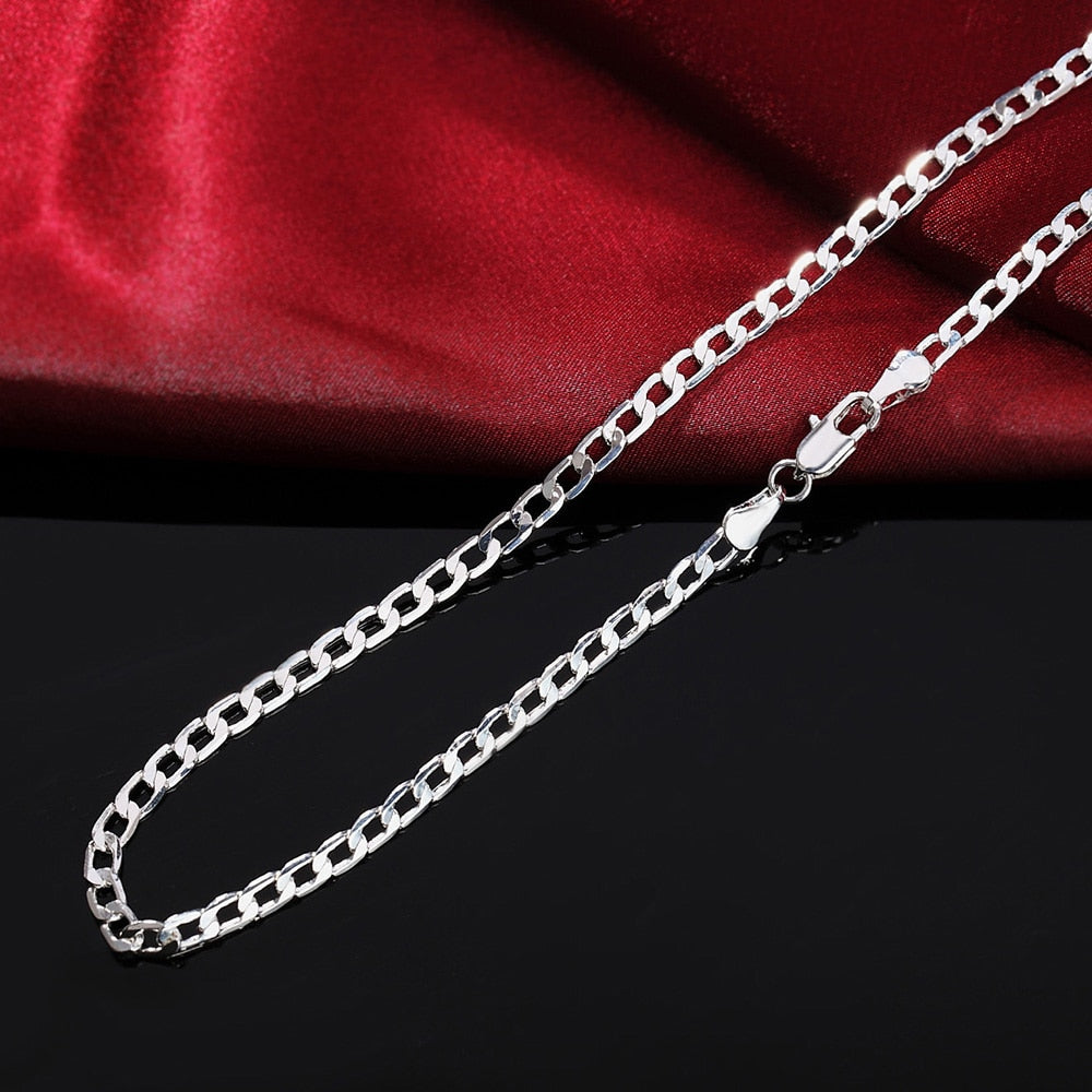 BATYYINY 925 Sterling Silver Italian Cuban Curb Chain Necklaces Men-Women/Free Shipping