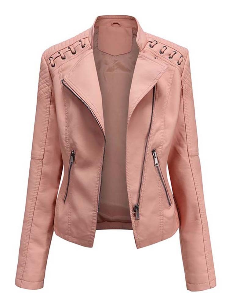 Ladies Leather Jacket , pockets , zippers with comfortable lining - TOP Seller / FREE Shipping