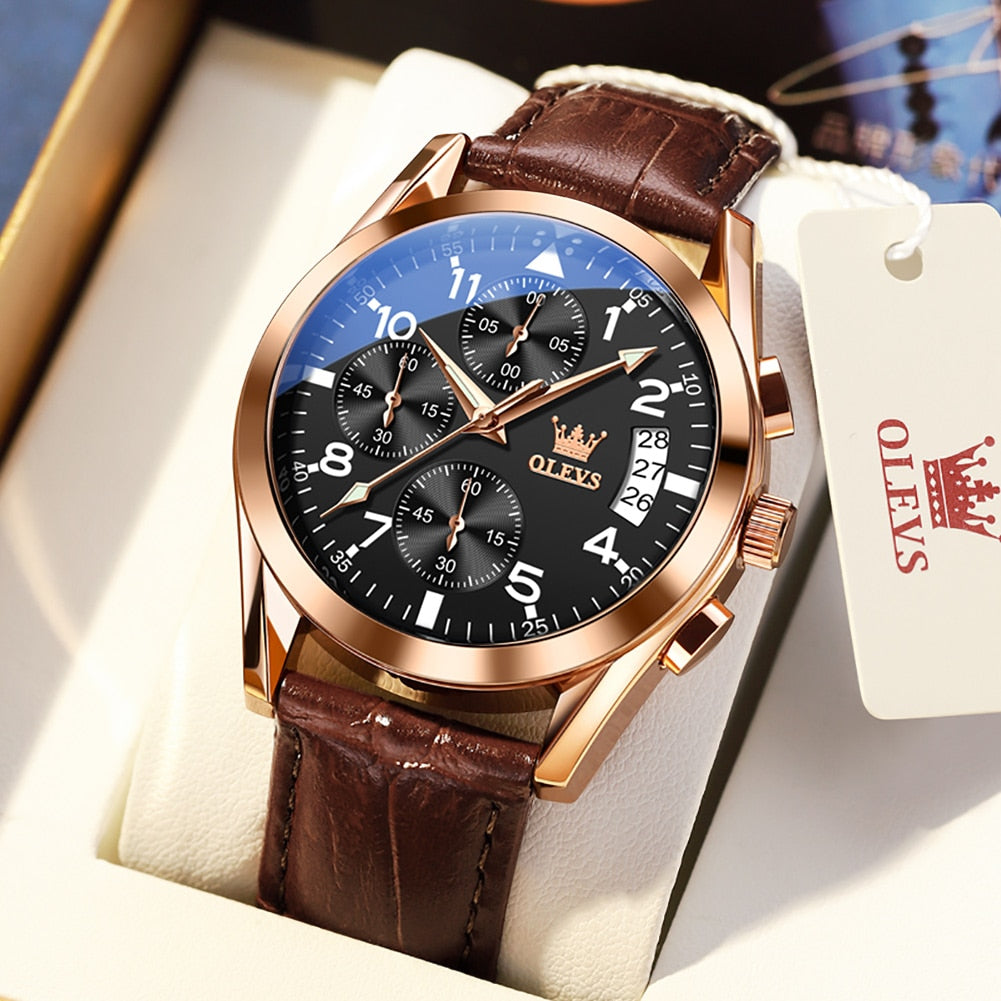 OLEVS Luxury Men's Watche,/  Waterproof /  Luminous Quartz /