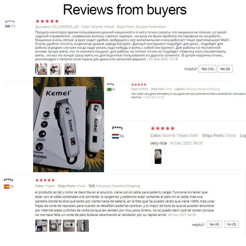 Kemei Professional Electric Hair Clipper / Cutting Wireless Trimmer , rechargeable / FREE Shipping