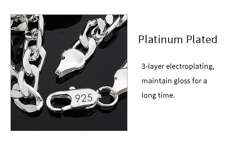 BATYYINY 925 Sterling Silver Italian Cuban Curb Chain Necklaces Men-Women/Free Shipping