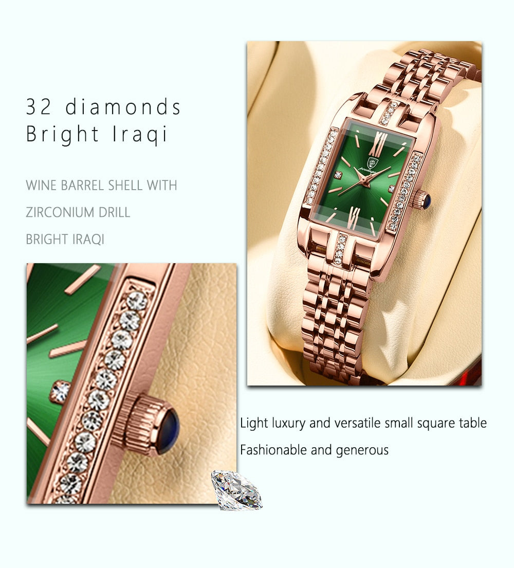 POEDAGAR Elegant Ladies Watch with 32 sparkling Diamonds-luminous/ FREE Shipping