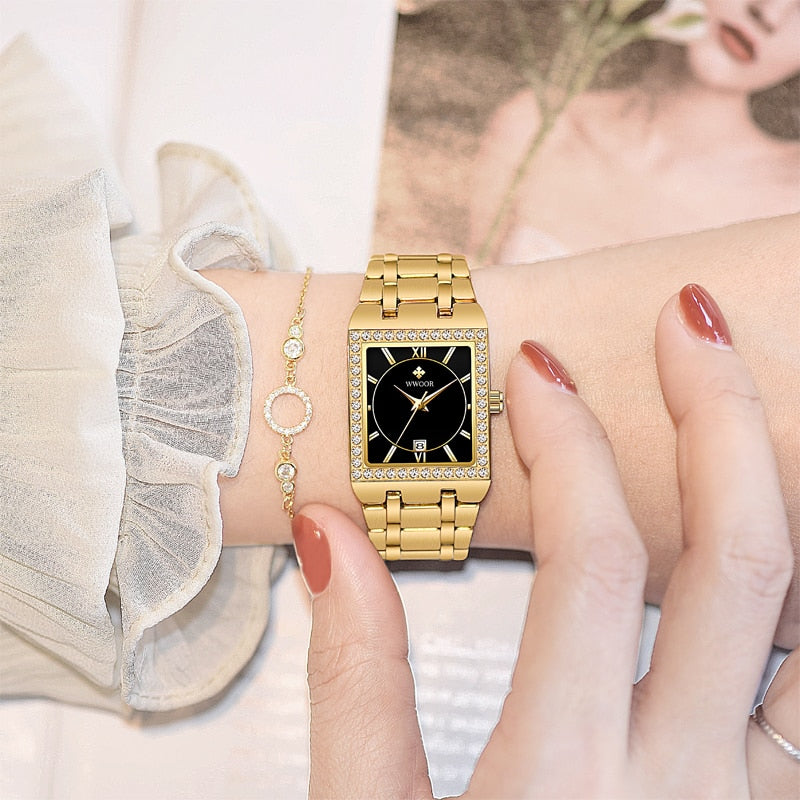 WwOOR beautiful Gold 8858 Watches for Women / enter discount code 8DHRGX9DAJT2  Buy 1 get 1 FREE / FREE Shipping