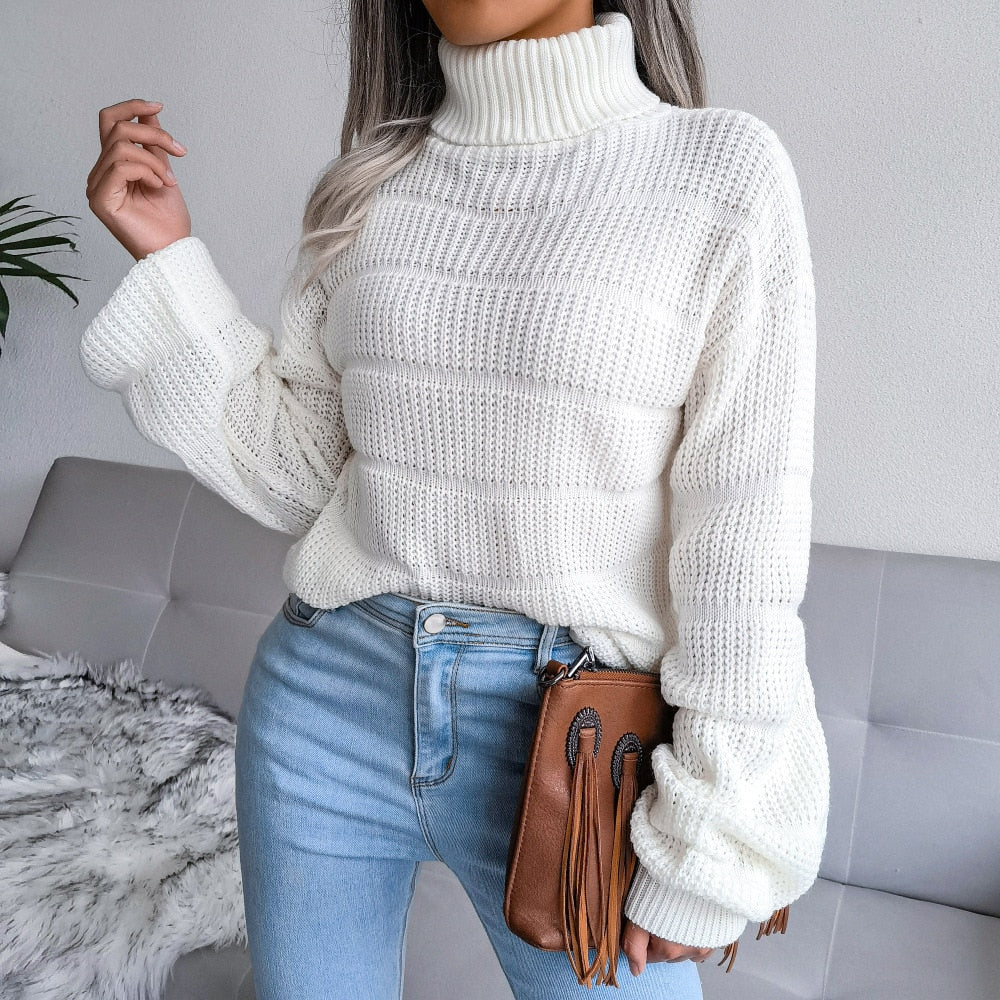 Ladies Turtleneck warm Knit Sweater / FREE Shipping - tracking available