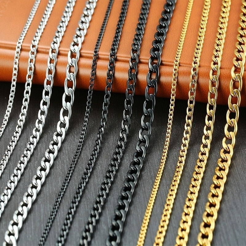 Vnox Cuban Link Chain Necklace Stainless Steel Gold or Silver / Buy 5 get 1 FREE / Enter Code RC7A4FPXGSRC /Free Shipping