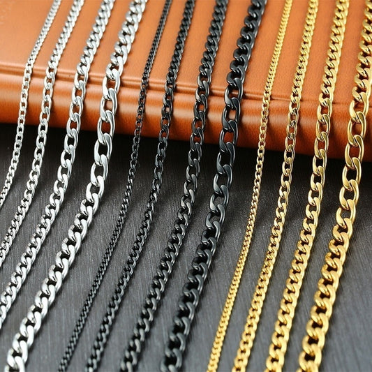 Vnox Cuban Link Chain Necklace Stainless Steel Gold or Silver / Buy 5 get 1 FREE / Enter Code RC7A4FPXGSRC /Free Shipping