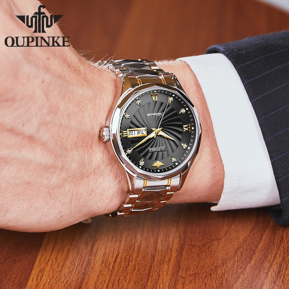 Swiss OUPINKE Top Brand Luxury business Men's Wrist watch / Waterproof