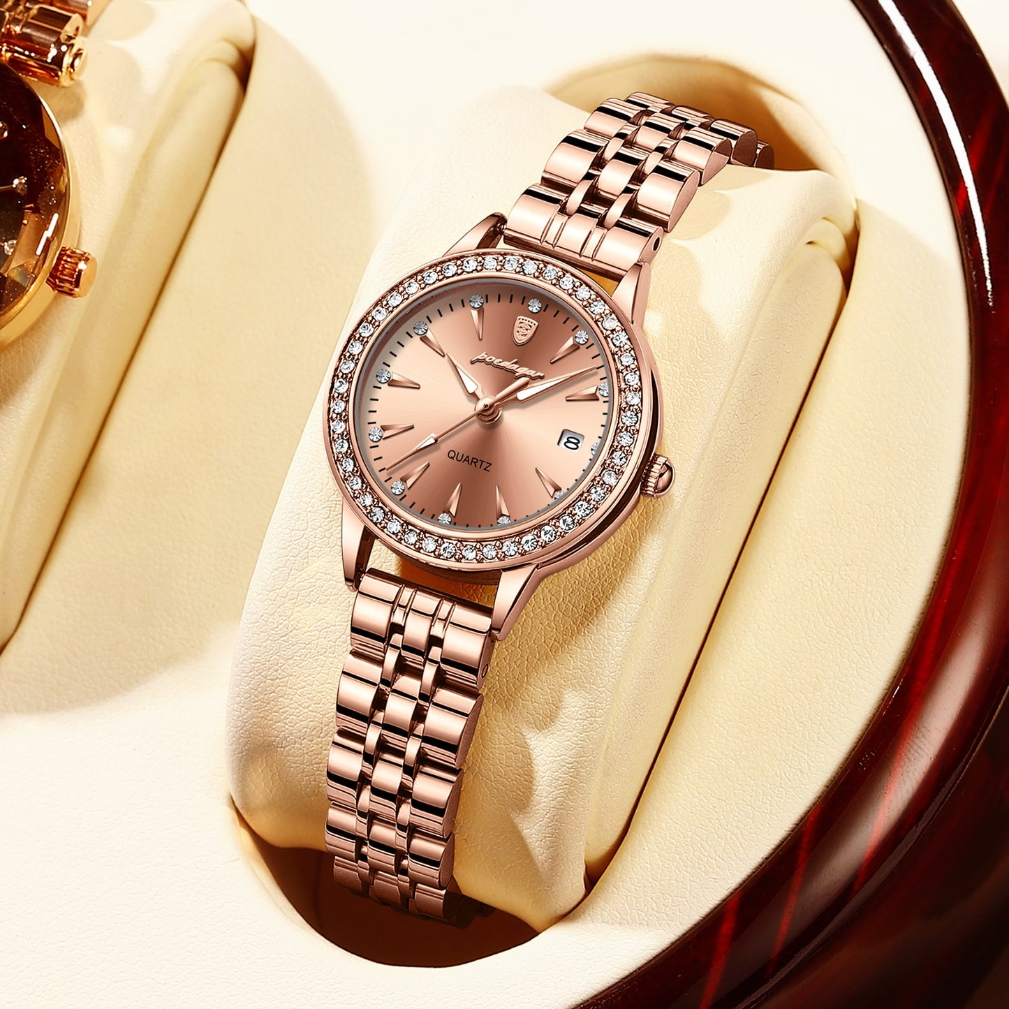 POEDAGAR Ladies Watch with sparkling Diamonds / Luminous / Date / Quartz  / FREE Shipping