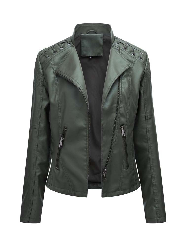 Ladies Leather Jacket , pockets , zippers with comfortable lining - TOP Seller / FREE Shipping