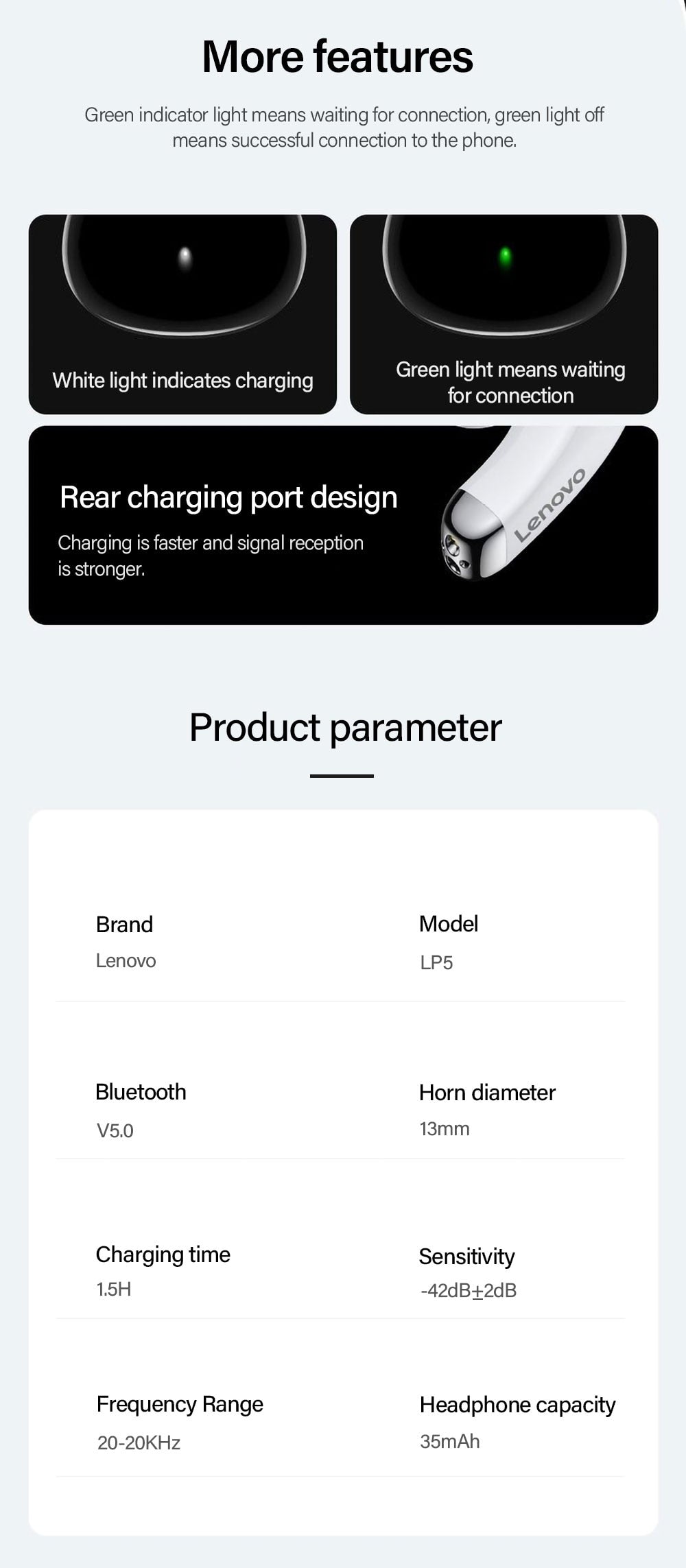 Lenovo LP5 TWS Bluetooth Earphone 9D Stereo HiFi Sports Wireless Earbuds for iPhone 13 Xiaomi / FREE Shipping