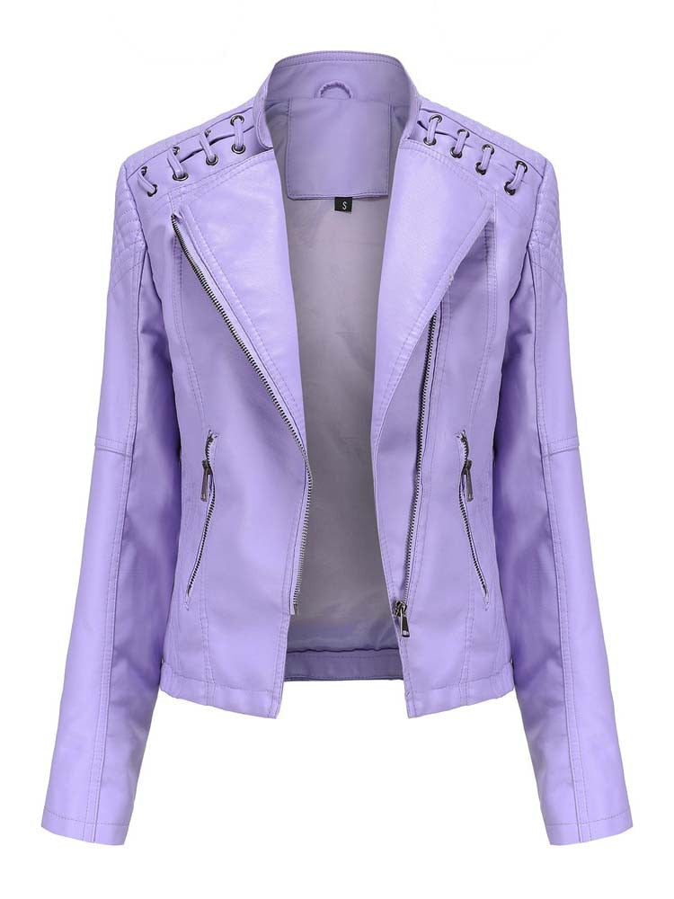 Ladies Leather Jacket , pockets , zippers with comfortable lining - TOP Seller / FREE Shipping