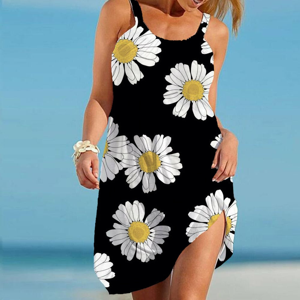 Ladies Beach Dress Loose Seaside Sky Flower 3D beautiful Print designs /enter Discount Code RX9XS1N8SZTS  BUY  5 get 1 FREE /   FREE Shipping