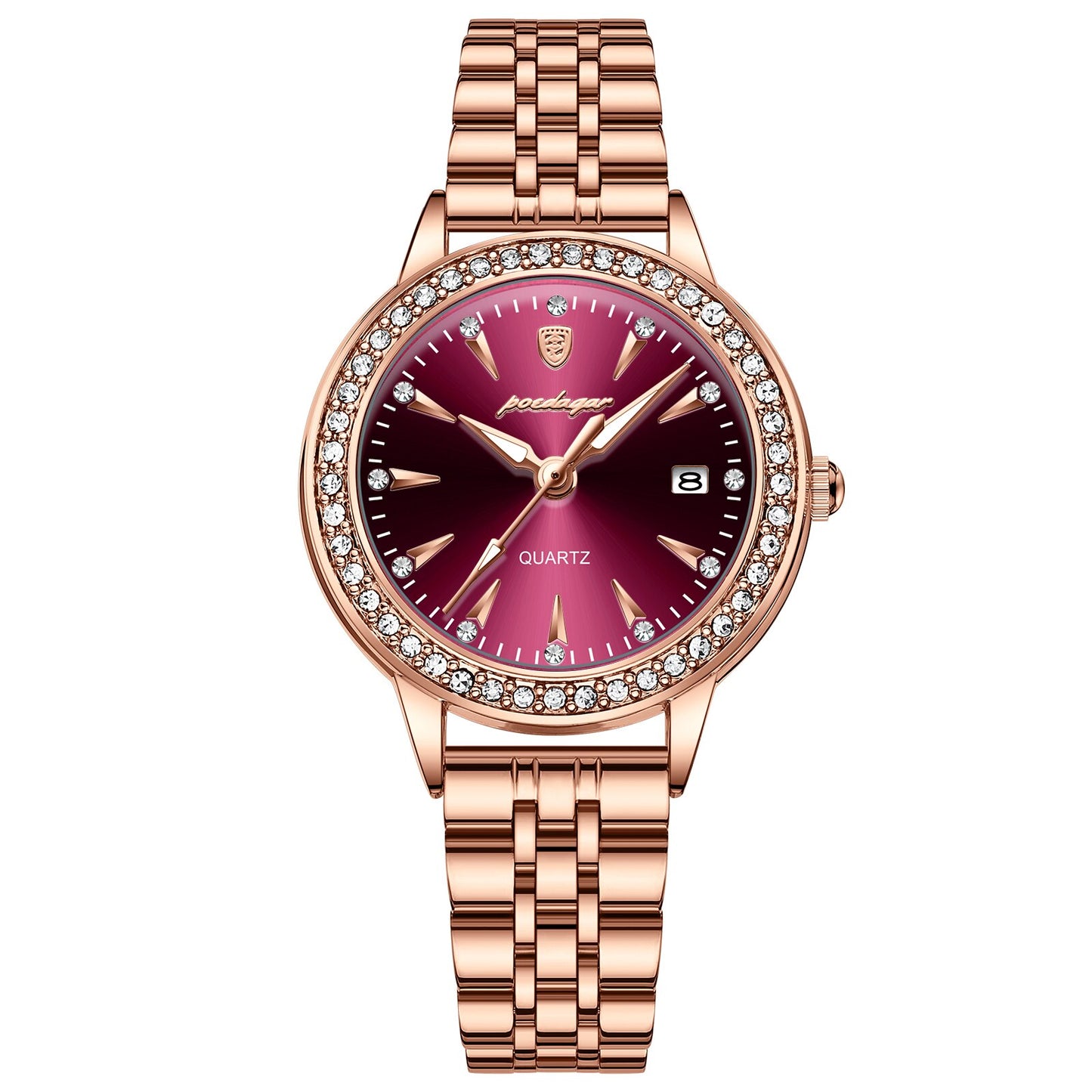 POEDAGAR Ladies Watch with sparkling Diamonds / Luminous / Date / Quartz  / FREE Shipping